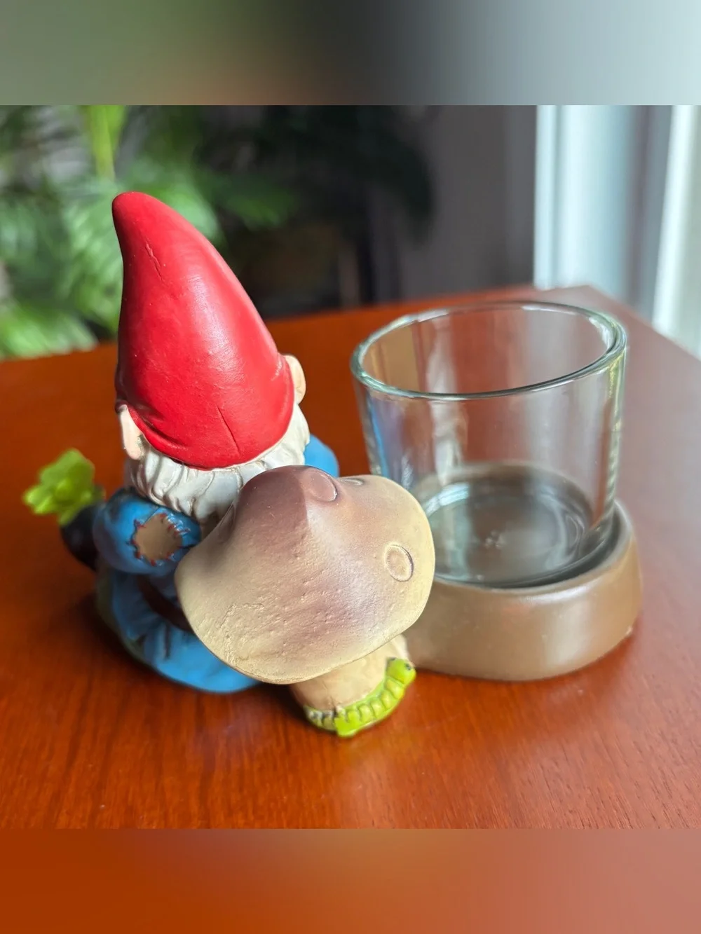 PartyLite Gnome Candle Holder Glass